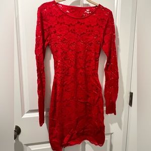 Express Red Lace Longsleeve Dress XS/TP